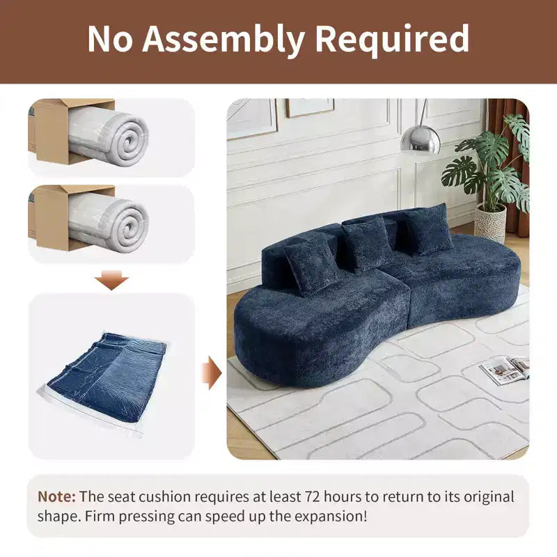 Canapé modulaire MAYEERTY incurvé en velours 5 places avec coussins décoratifs