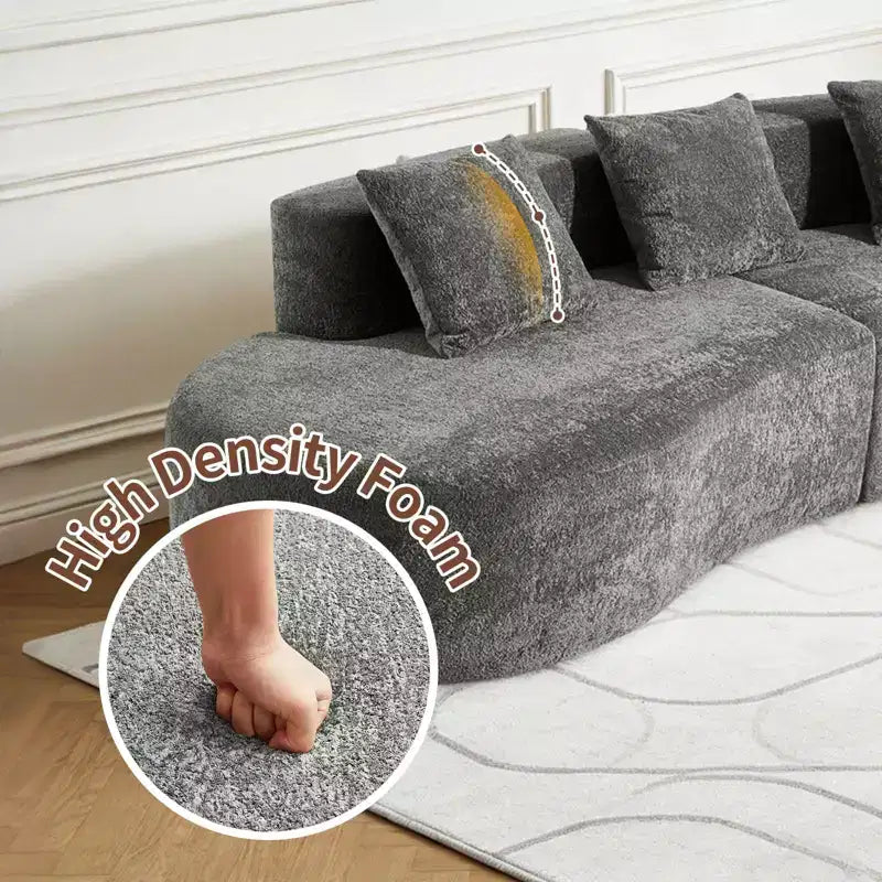 Canapé modulaire MAYEERTY incurvé en velours 5 places avec coussins décoratifs