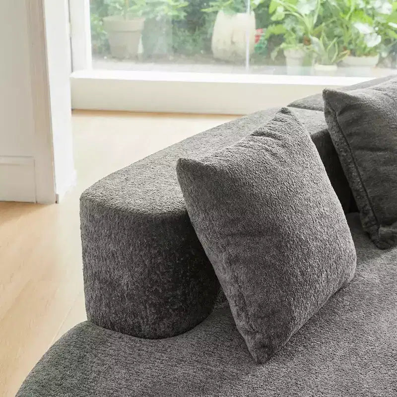 Canapé modulaire MAYEERTY incurvé en velours 5 places avec coussins décoratifs