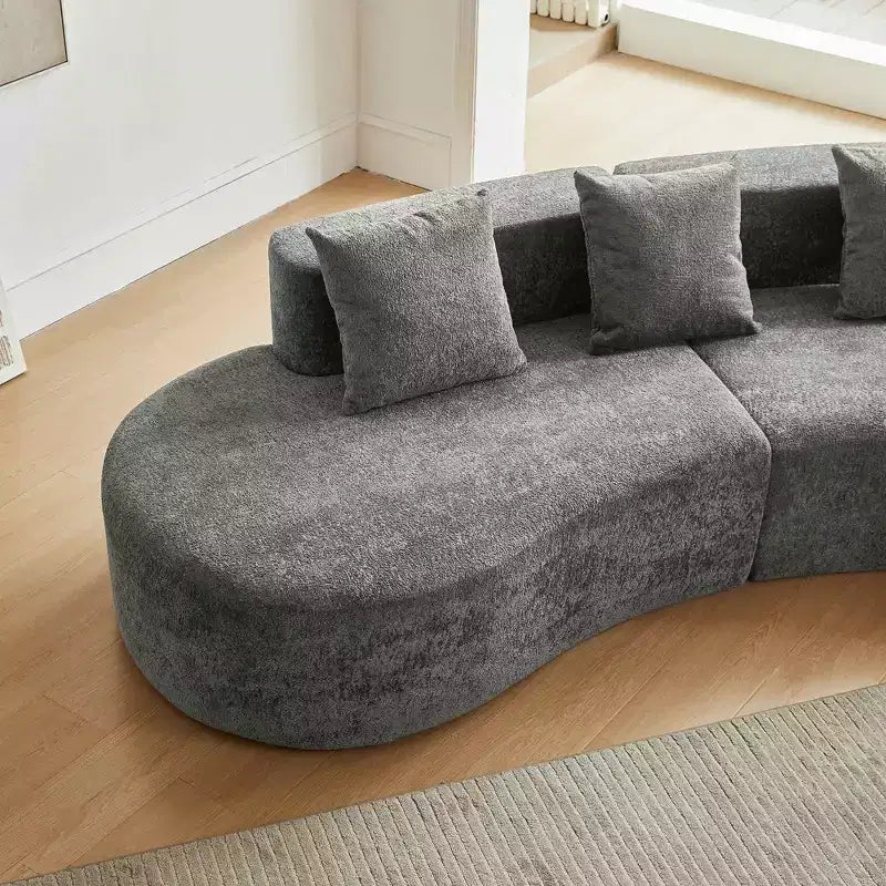 Canapé modulaire MAYEERTY incurvé en velours 5 places avec coussins décoratifs