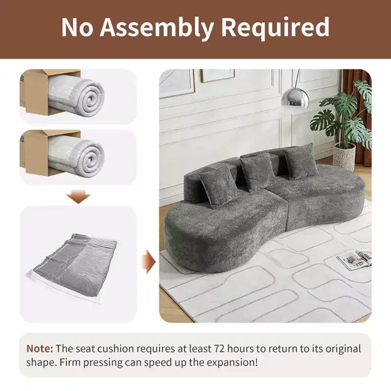 Canapé modulaire MAYEERTY incurvé en velours 5 places avec coussins décoratifs