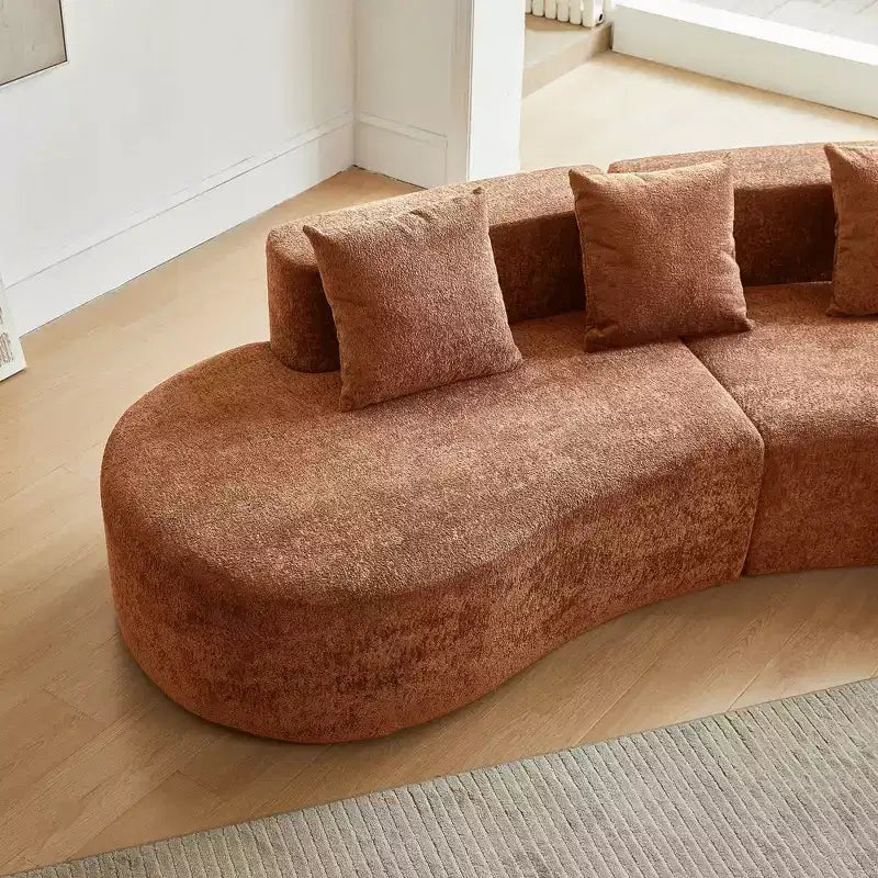 Canapé modulaire MAYEERTY incurvé en velours 5 places avec coussins décoratifs