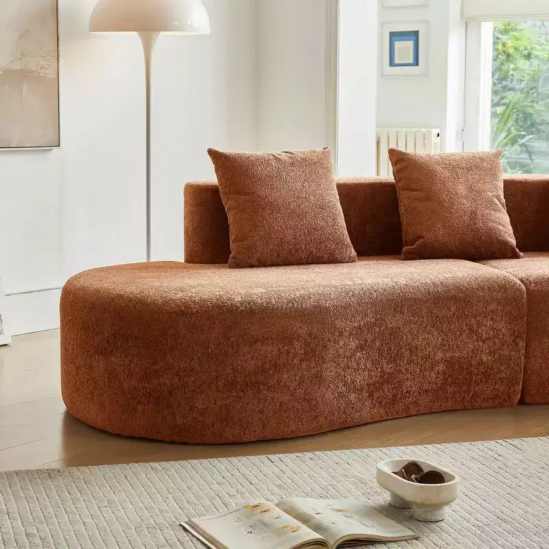 Canapé modulaire MAYEERTY incurvé en velours 5 places avec coussins décoratifs