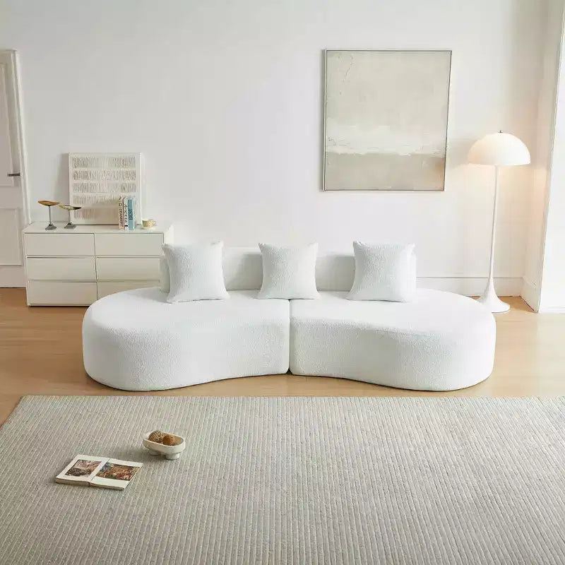 Canapé modulaire MAYEERTY incurvé en velours 5 places avec coussins décoratifs