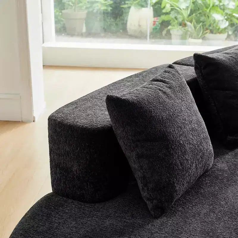 Canapé modulaire MAYEERTY incurvé en velours 5 places avec coussins décoratifs