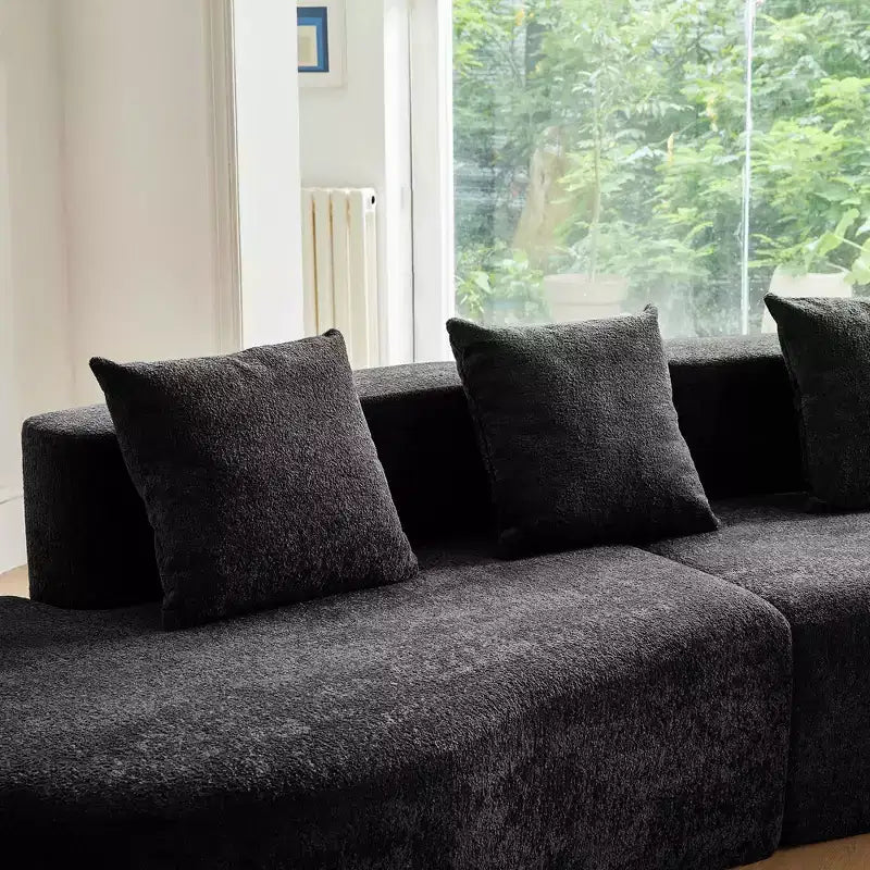 Canapé modulaire MAYEERTY incurvé en velours 5 places avec coussins décoratifs
