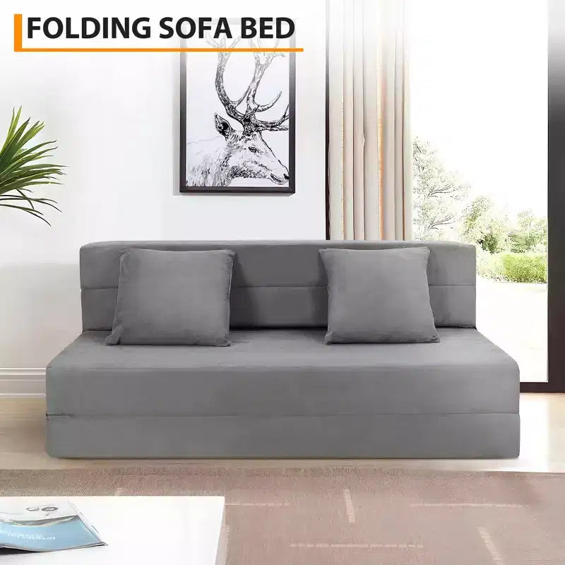 Canapé-lit pliant 80 avec oreillers, fauteuil-lit convertible pour adultes, futon de sol en mousse à mémoire de forme pour salon compact