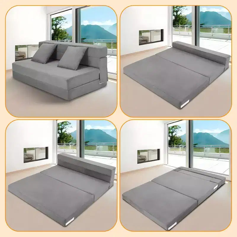 Canapé-lit pliant 80 avec oreillers, fauteuil-lit convertible pour adultes, futon de sol en mousse à mémoire de forme pour salon compact