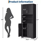 67Farmhouse Armoire haute de rangement avec portes en verre, tiroir et étagères réglables, meuble de garde-manger autoportant anti-basculement pour salle de bain, cuisine, salon