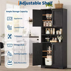 67Farmhouse Armoire haute de rangement avec portes en verre, tiroir et étagères réglables, meuble de garde-manger autoportant anti-basculement pour salle de bain, cuisine, salon