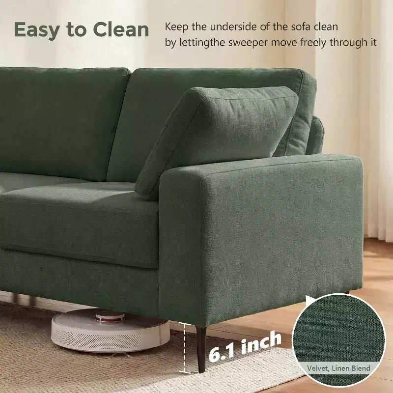 Canapé 2 places de 183 cm, canapé à accoudoirs évasés de style moderne du milieu du siècle, canapé rembourré à assise profonde pour salon, appartement, petits espaces