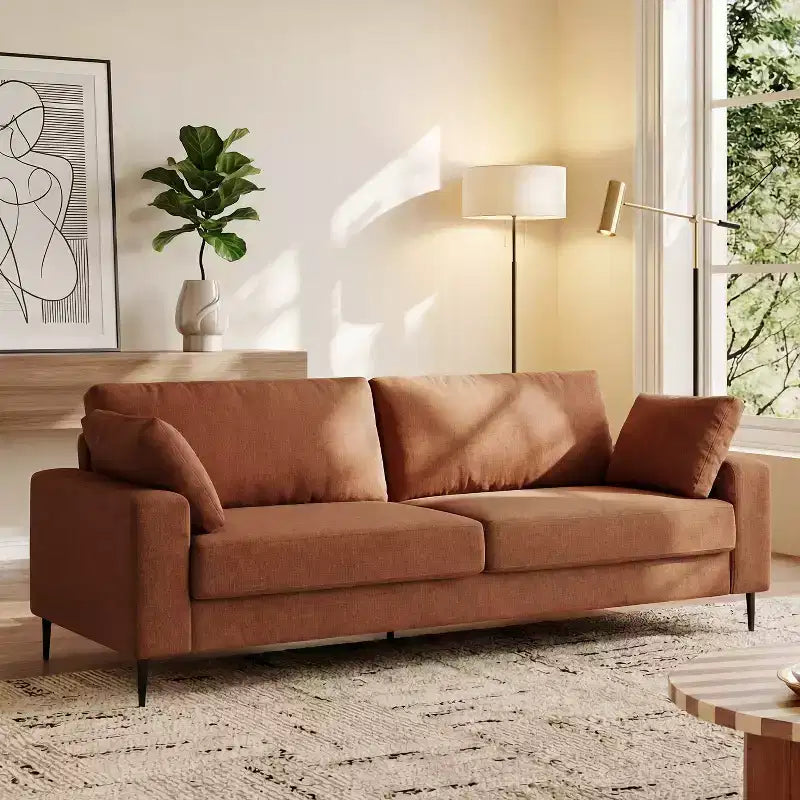 Canapé 2 places de 183 cm, canapé à accoudoirs évasés de style moderne du milieu du siècle, canapé rembourré à assise profonde pour salon, appartement, petits espaces