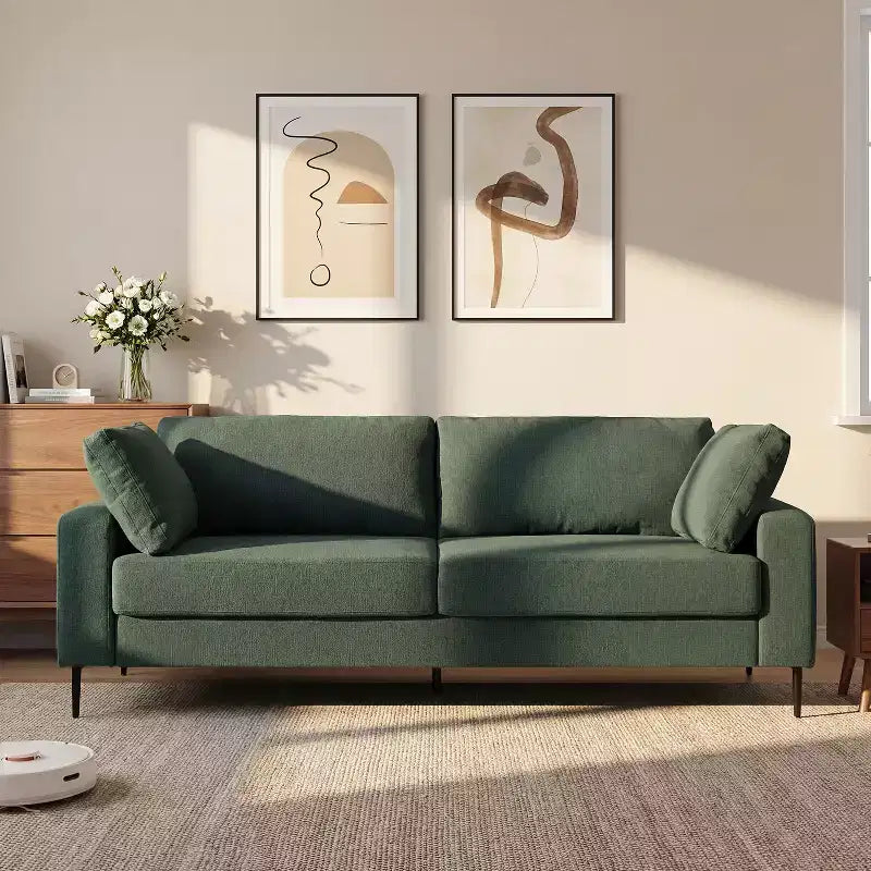Canapé 2 places de 183 cm, canapé à accoudoirs évasés de style moderne du milieu du siècle, canapé rembourré à assise profonde pour salon, appartement, petits espaces