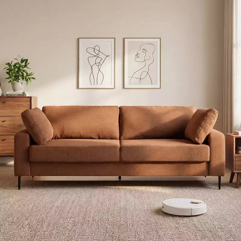 Canapé 2 places de 183 cm, canapé à accoudoirs évasés de style moderne du milieu du siècle, canapé rembourré à assise profonde pour salon, appartement, petits espaces