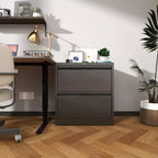 Meuble de rangement horizontal en métal à 2 tiroirs avec serrure, classeur latéral en acier large