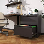 Meuble de rangement horizontal en métal à 2 tiroirs avec serrure, classeur latéral en acier large