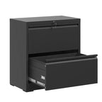 Meuble de rangement horizontal en métal à 2 tiroirs avec serrure, classeur latéral en acier large