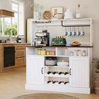Meuble de bar à café de ferme 47 avec station de recharge, buffet en bois, grand buffet, étagère de rangement avec casier à vin pour cuisine et salle à manger