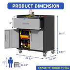 Servante d'atelier métallique pour garage, armoire de rangement mobile robuste avec portes verrouillables, servante à outils roulante