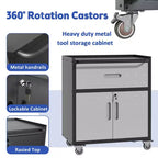 Servante d'atelier métallique pour garage, armoire de rangement mobile robuste avec portes verrouillables, servante à outils roulante