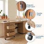 Table de couture pliante avec rangement, grande table pour machine à coudre avec étagères et roulettes verrouillables, bureau d'artisanat multifonctionnel pour la maison et l'atelier