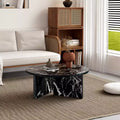 31.5 Black Round MDF Coffee Table, Modern Minimalist Nordic Scratch-Resistant Table for Living Room Office Bedroom