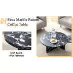 Table basse ronde noire en MDF de 31,5 po, table moderne minimaliste nordique résistante aux rayures pour salon, bureau, chambre à coucher
