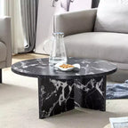 Table basse ronde noire en MDF de 31,5 po, table moderne minimaliste nordique résistante aux rayures pour salon, bureau, chambre à coucher