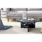 Table basse ronde noire en MDF de 31,5 po, table moderne minimaliste nordique résistante aux rayures pour salon, bureau, chambre à coucher