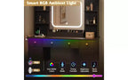 DEXYLLO Coiffeuse avec lumières, coiffeuse LED avec miroir éclairé, station de recharge, ensemble de coiffeuse RVB avec 3 tiroirs