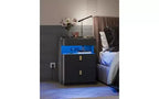 DEXYLLO Lot de 2 tables de chevet LED avec station de charge, ensembles de tables de nuit avec plateau coulissant, tables de chevet avec tiroirs