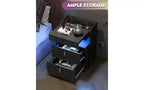 DEXYLLO Lot de 2 tables de chevet LED avec station de charge, ensembles de tables de nuit avec plateau coulissant, tables de chevet avec tiroirs