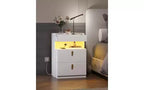 DEXYLLO Lot de 2 tables de chevet LED avec station de charge, ensembles de tables de nuit avec plateau coulissant, tables de chevet avec tiroirs