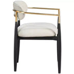 Chaise de salle à manger capitonnée en tissu performant crème Riccio de Meridian Furniture avec accoudoirs, lot de 2