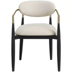 Chaise de salle à manger capitonnée en tissu performant crème Riccio de Meridian Furniture avec accoudoirs, lot de 2