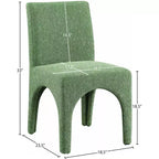 Meridian Furniture Gramercy – Chaises de salle à manger en tissu texturé lin vert, lot de 2