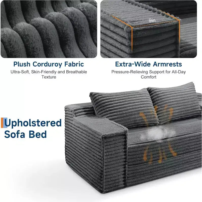 Canapé convertible SunnyFurn 75 avec 2 oreillers - Canapé-lit pliant 2-en-1, sans assemblage, pour salon et chambre à coucher