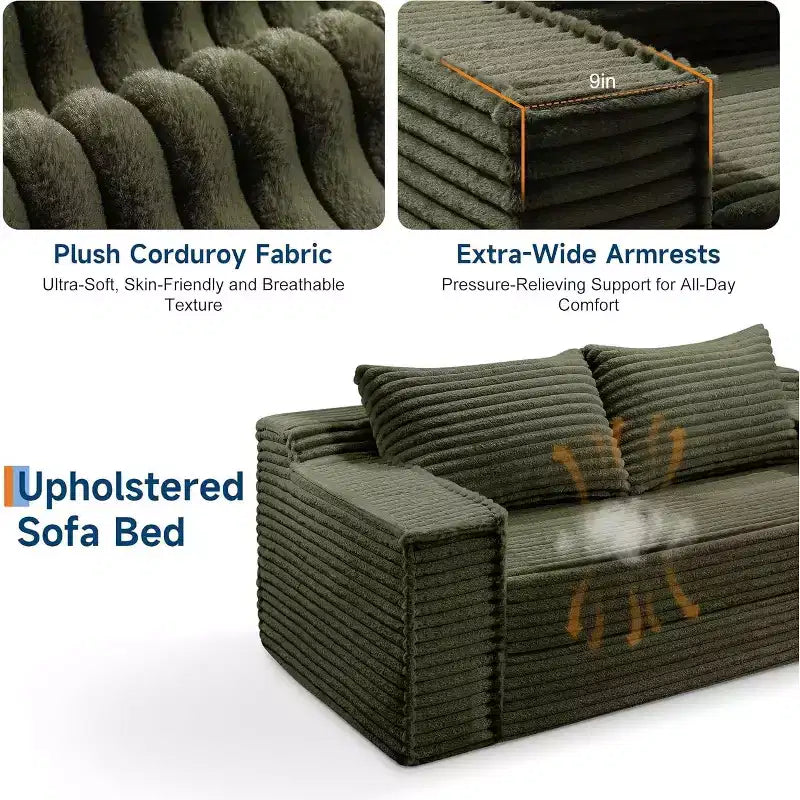 Canapé convertible SunnyFurn 75 avec 2 oreillers - Canapé-lit pliant 2-en-1, sans assemblage, pour salon et chambre à coucher