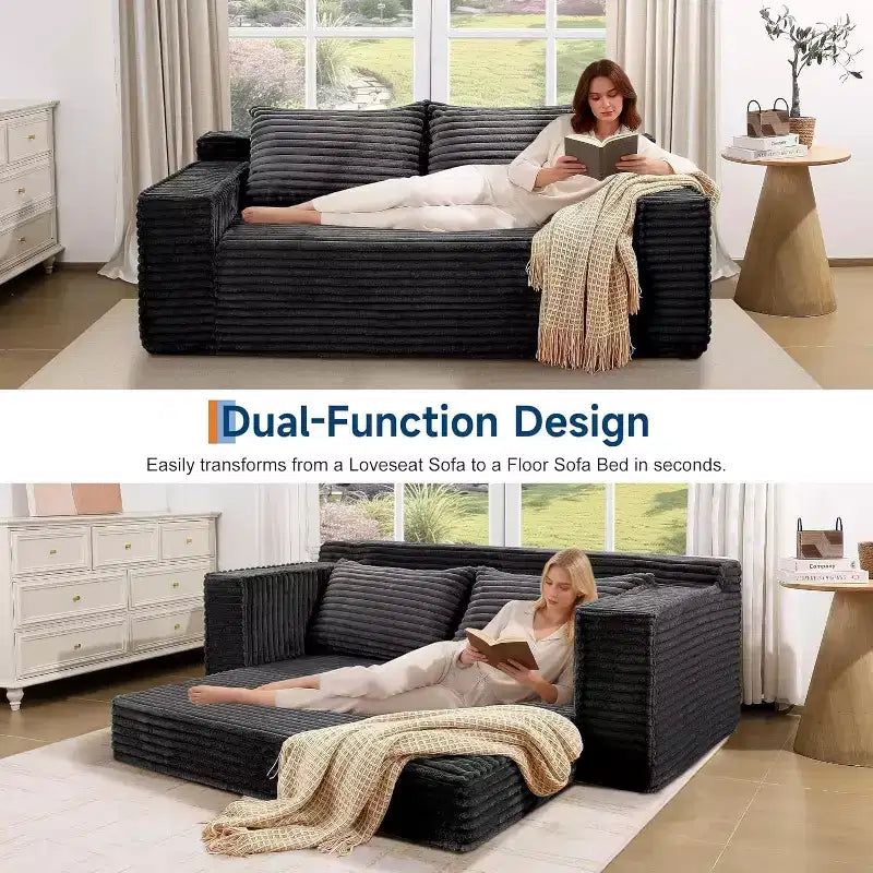 Canapé convertible SunnyFurn 75 avec 2 oreillers - Canapé-lit pliant 2-en-1, sans assemblage, pour salon et chambre à coucher