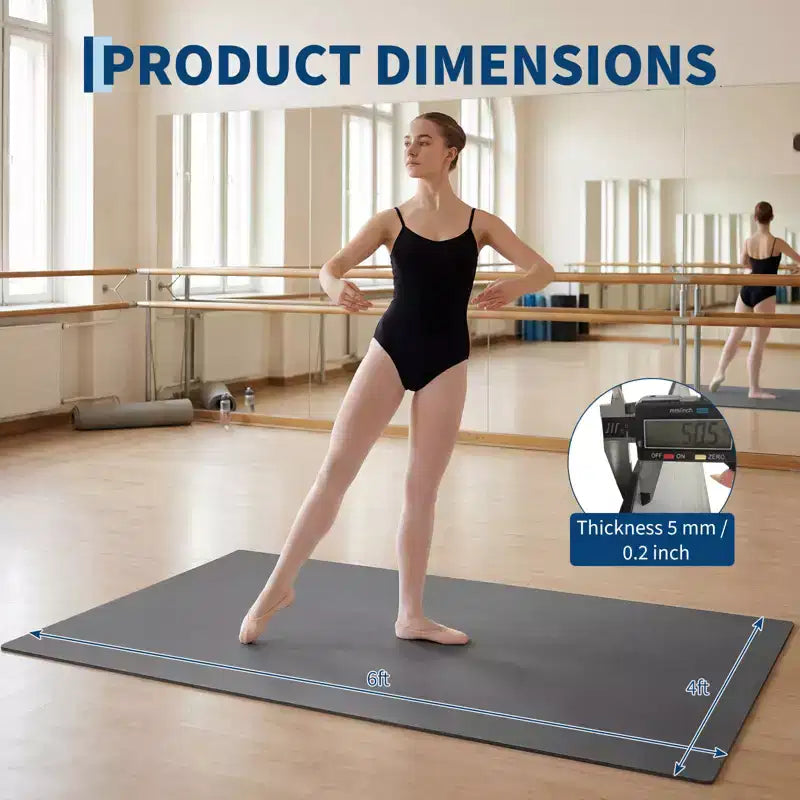 Tapis de danse portable en PVC de 4'x6', tapis de danse antidérapant de 5 mm d'épaisseur résistant aux rayures pour le ballet, le jazz, les claquettes, le yoga, le Pilates et l'exercice à domicile