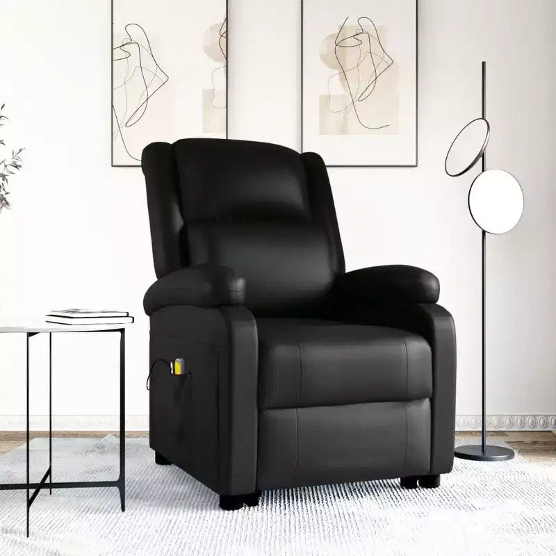 vidaXL Fauteuil inclinable de massage à levage assisté en similicuir noir