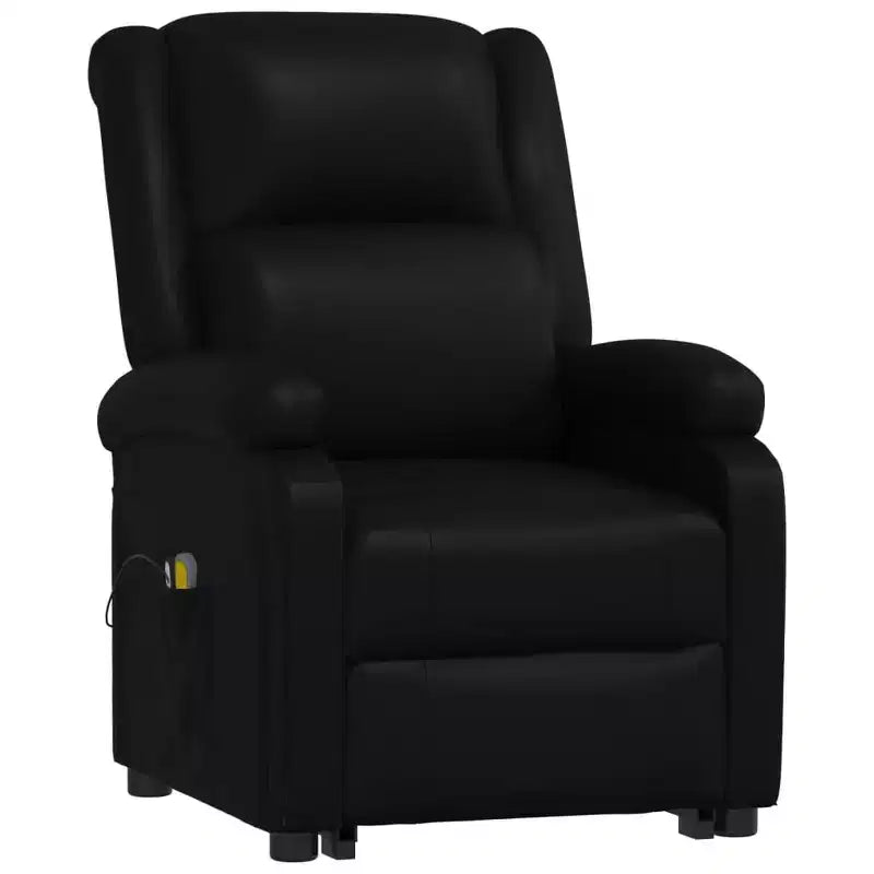 vidaXL Fauteuil inclinable de massage à levage assisté en similicuir noir
