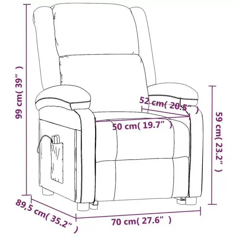vidaXL Fauteuil inclinable de massage à levage assisté en similicuir noir