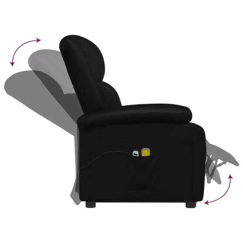 vidaXL Fauteuil inclinable de massage à levage assisté en similicuir noir