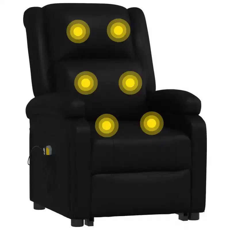 vidaXL Fauteuil inclinable de massage à levage assisté en similicuir noir