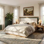 Lit moderne rembourré en lin Christopher Knight Home Nashville avec tête de lit à oreilles