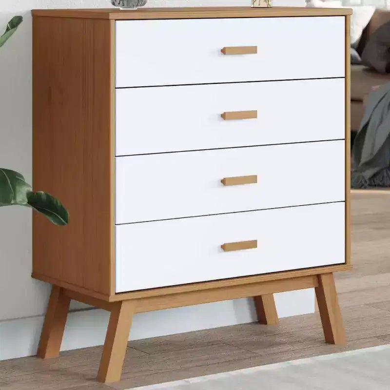 vidaXL Commode de rangement blanc et marron