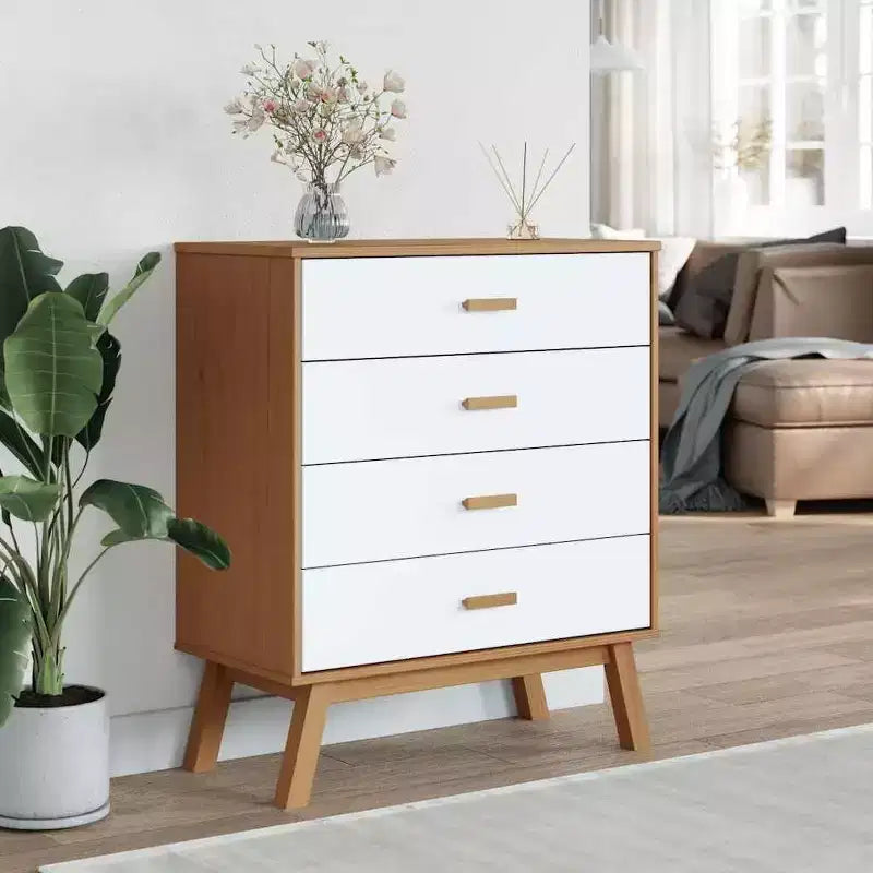 vidaXL Commode de rangement blanc et marron