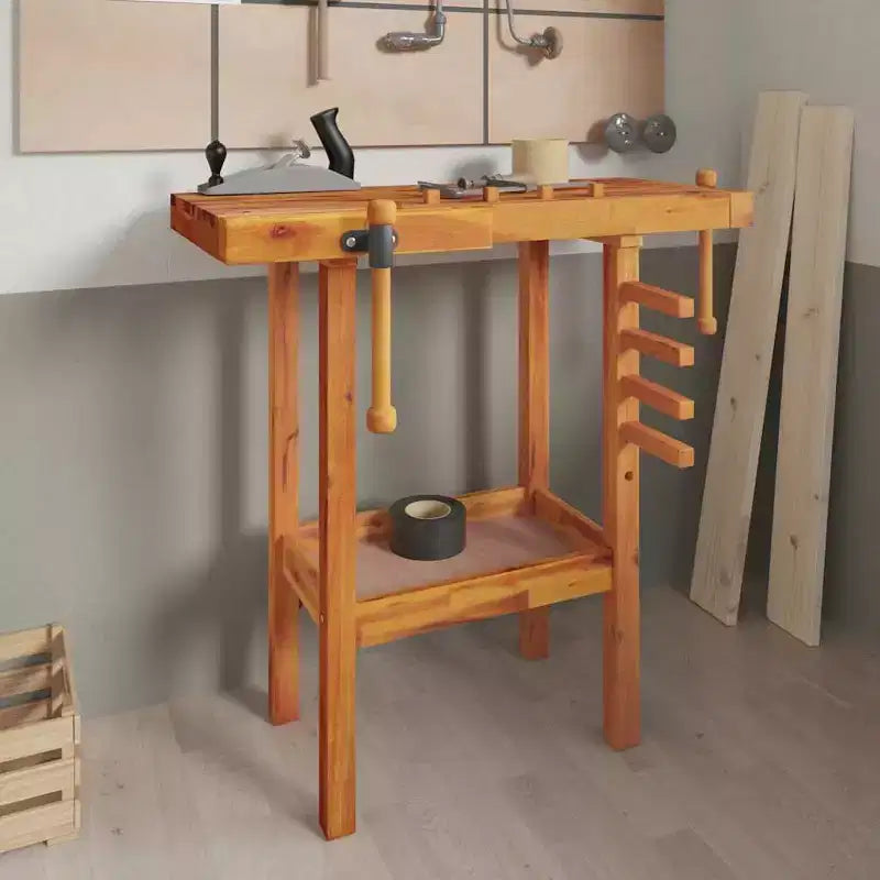 vidaXL Établi avec étaux 36,2x18,9x32,7 Bois d'acacia massif