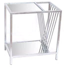 HomeRoots 24 Silver Mirrored Glass And Iron End Table With Shelf